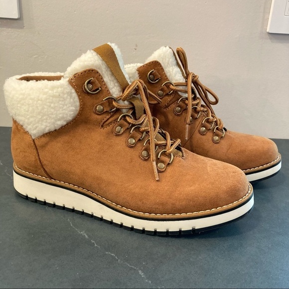 Sonoma sz 7 chestnut faux suede faux fur cuff booties - Picture 2 of 16